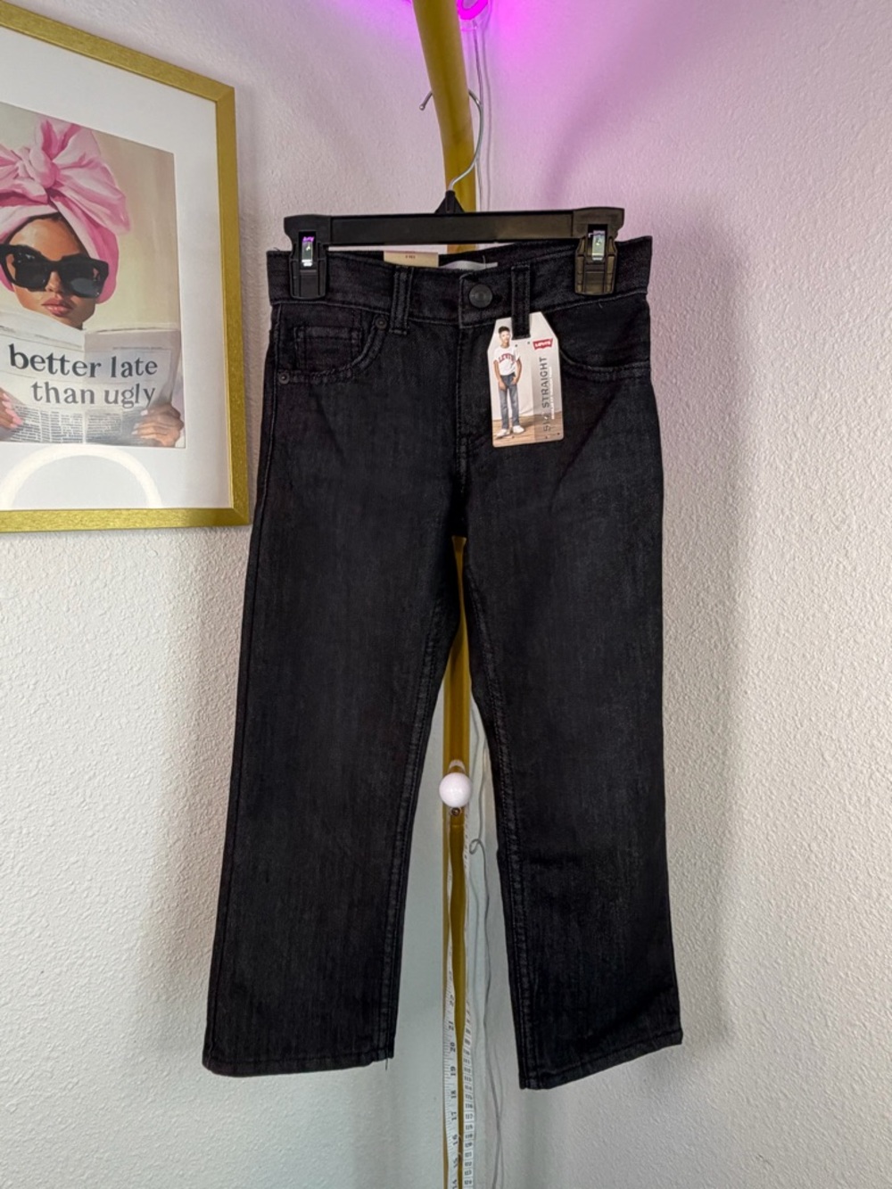 Levi's Black Straight-Leg Kids Jeans Size 5 Regular New